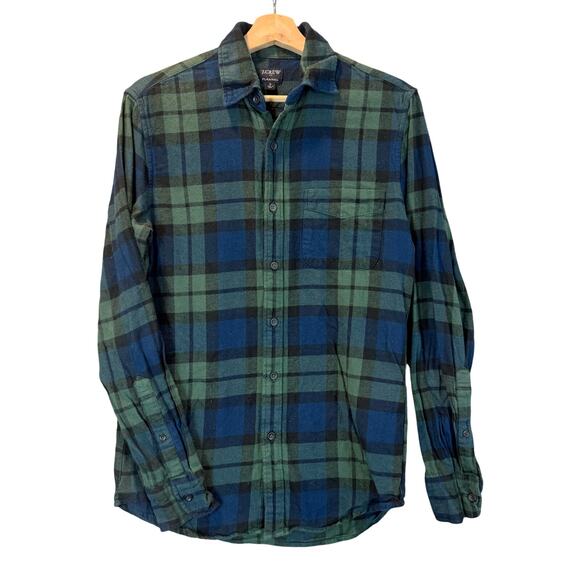 J. Crew Flannel Button Down Shirt Blackwatch Plaid Green Blue S Small - Picture 1 of 8